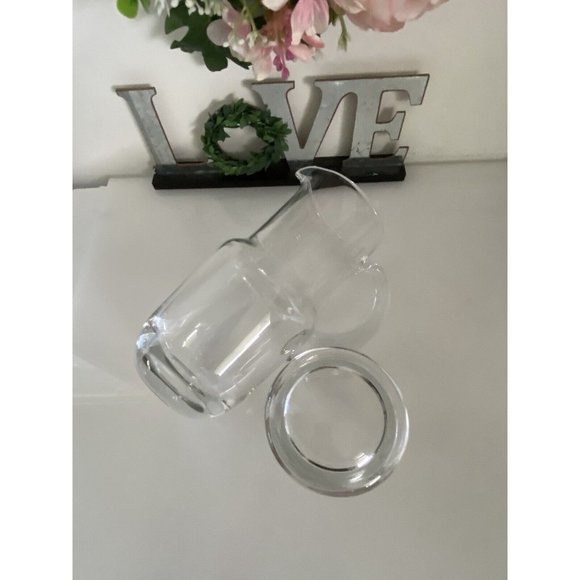 Bedside Water Decanter Clear Glass Handled Carafe with Inside Glass 7 1/4" MCM - Picture 6 of 16